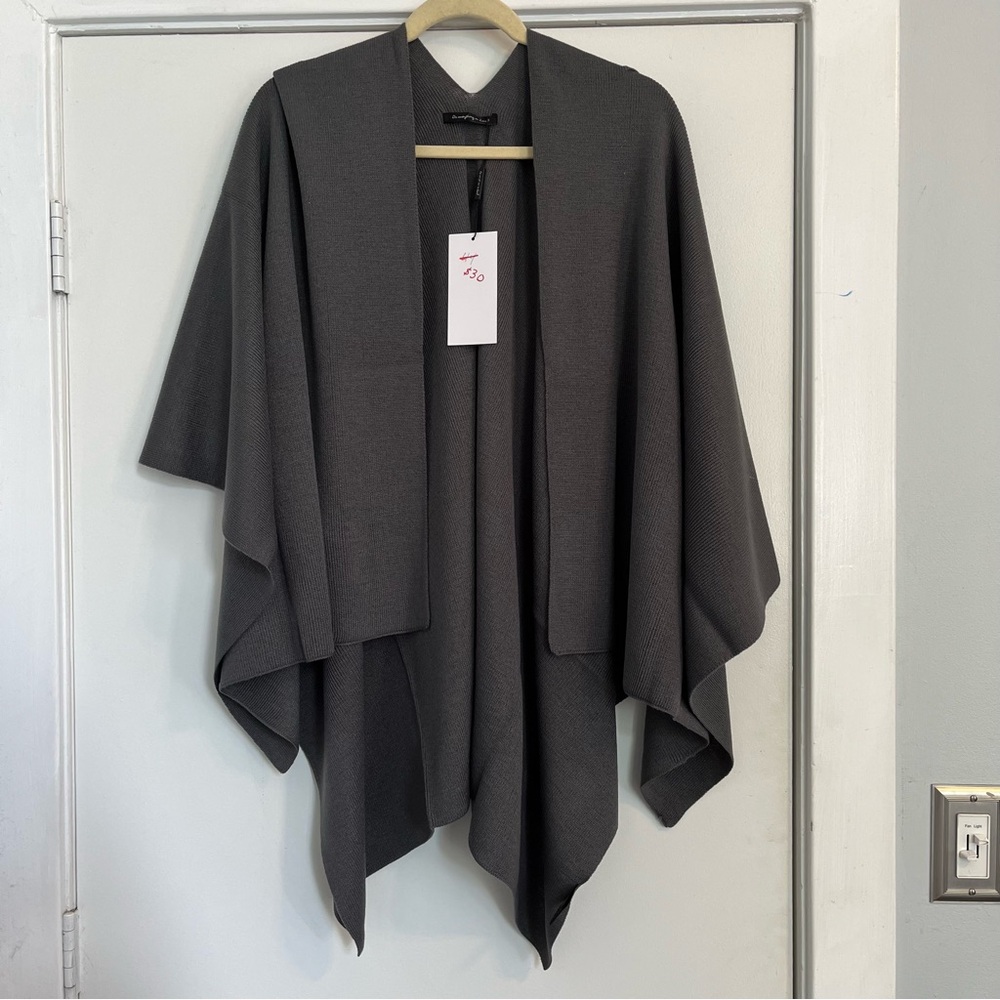 ✨ Do Everything in Love Gray waterfall wrap Sweater Shrug cape NWT poncho